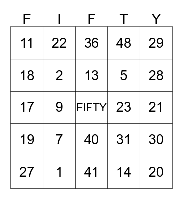 celebrating 50 years Bingo Card