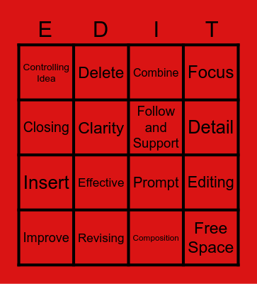 Revise & Editing Bingo Card