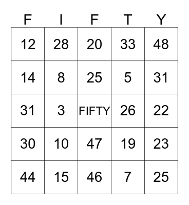 celebrating 50 years Bingo Card