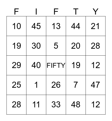 celebrating 50 years Bingo Card