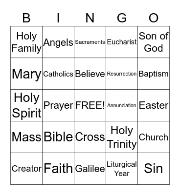 CCD Bingo Card