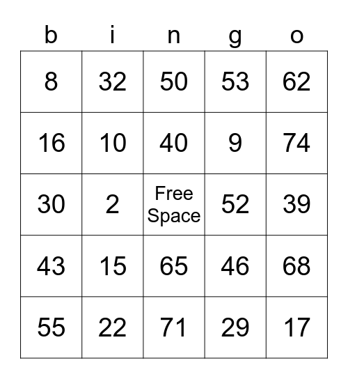 bingo For Friday Bingo Card
