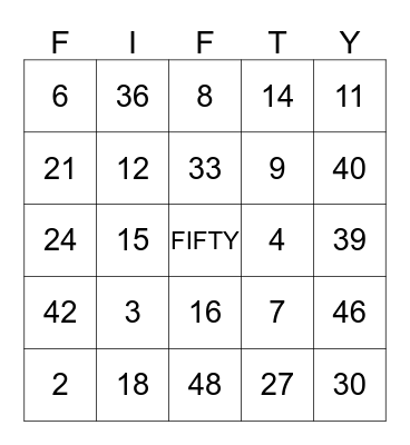 celebrating 50 years Bingo Card