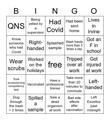 Lab Bingo Card