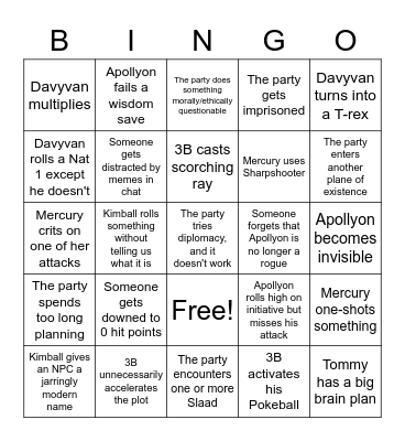The Stilled Wind Bingo (Zeke) Bingo Card
