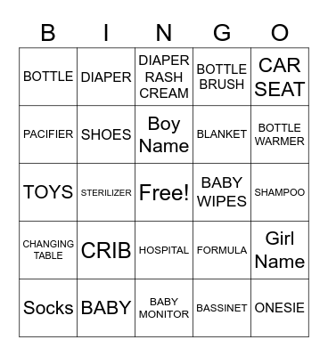 TEAM GIRL OR TEAM BOY Bingo Card