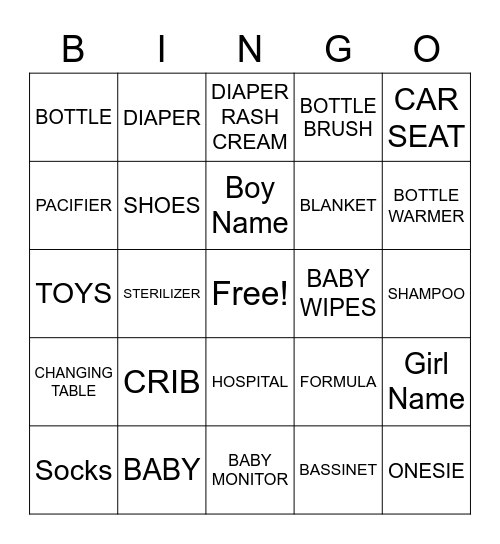 TEAM GIRL OR TEAM BOY Bingo Card