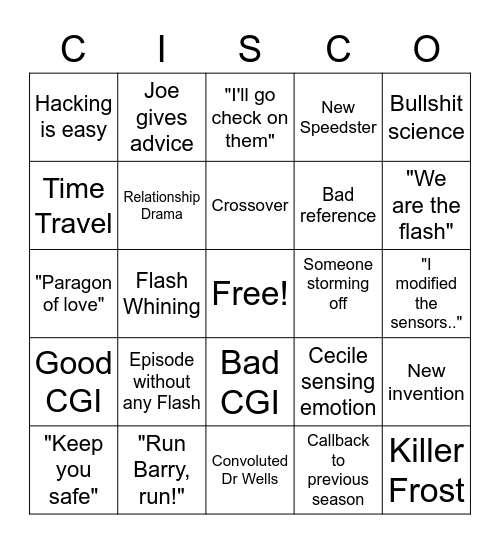 "THE FLASH" Bingo Card