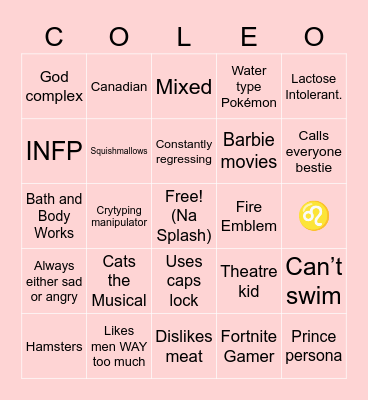 Cole Bingo! Bingo Card