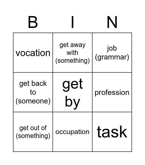 PCA1 Unit2a Bingo Card