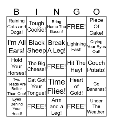 IDIOM BINGO! Bingo Card