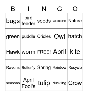 J&J 4th-5th SPRING  BINGO Card