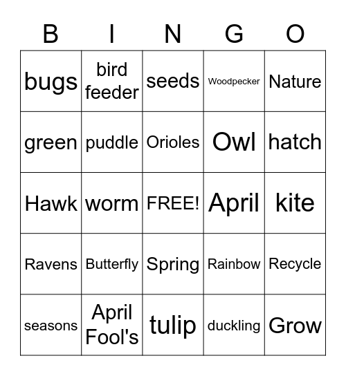 J&J 4th-5th SPRING  BINGO Card