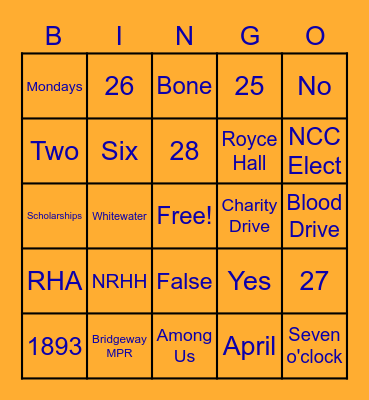 RHA GRAB AND GO BINGO! Bingo Card