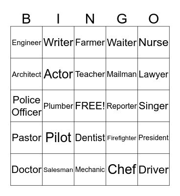 Career Bingo Card