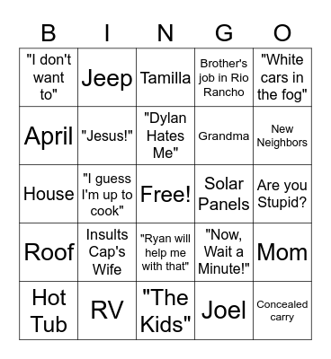 Scott Hoffman Bingo Card