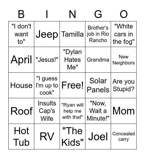 Scott Hoffman Bingo Card