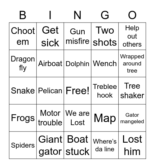 Swamp People Bingo Card