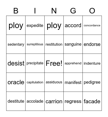 English 10 Spring Bingo Card