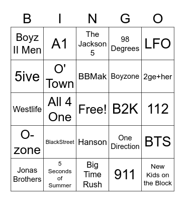 Boy Bingo Card