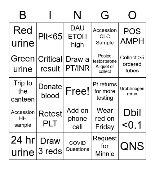 Laboratory VANTX Bingo Card