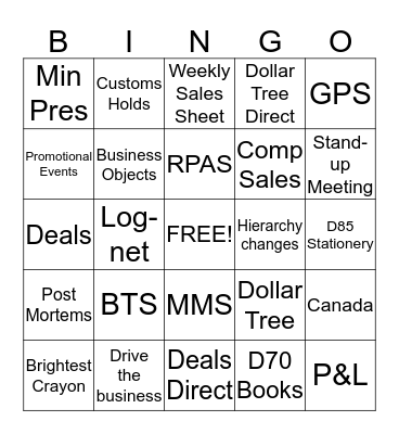 Stationery/Books Category Meeting Bingo Card
