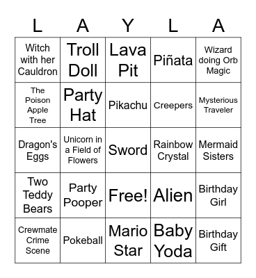 Birthday Bingo Card