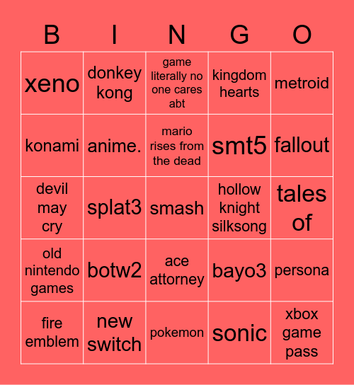 nin e3 21 Bingo Card