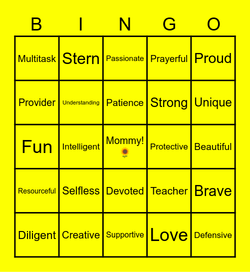 🌻Mommy🌻 Bingo Card