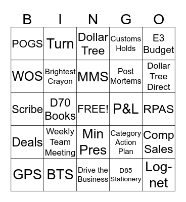 Stationery/Books Category Meeting Bingo Card