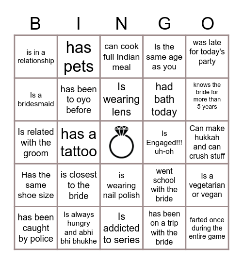 Find the guest Bingo Card