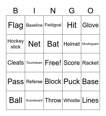 Sports Bingo Card