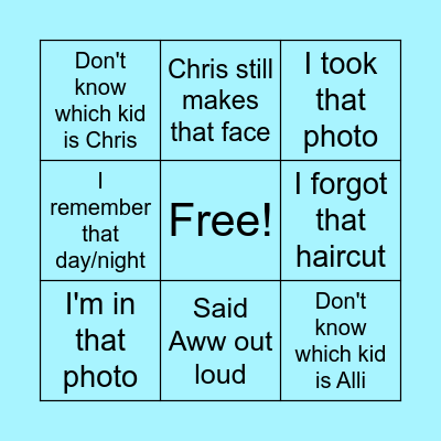 Alli & Chris's Baby Shower Bingo Card