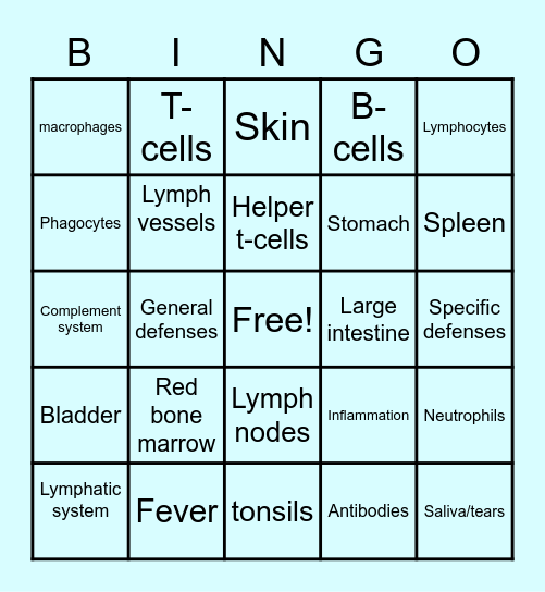 Immune System Bingo! Bingo Card