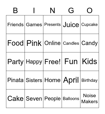 Birthday Bingo Card