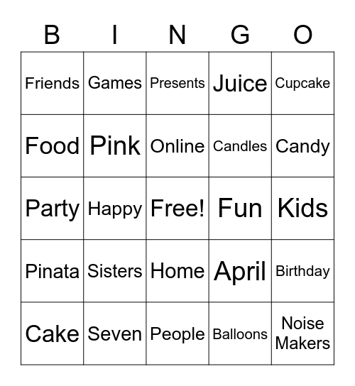 Birthday Bingo Card