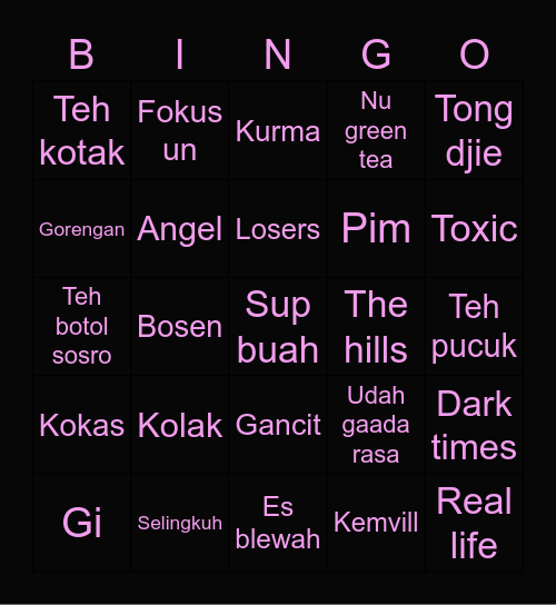 lulu Bingo Card