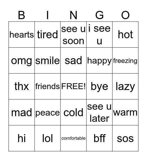 cool bingo Card