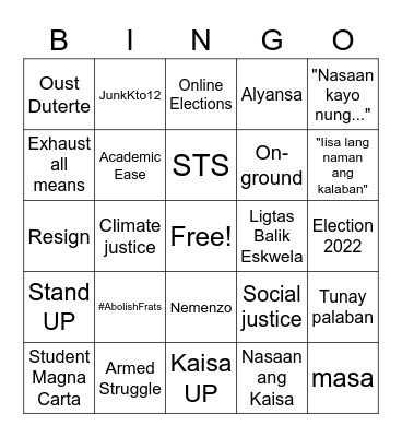 AKTIBISITA 2021 Bingo Card