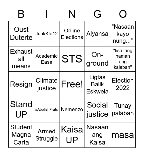 AKTIBISITA 2021 Bingo Card