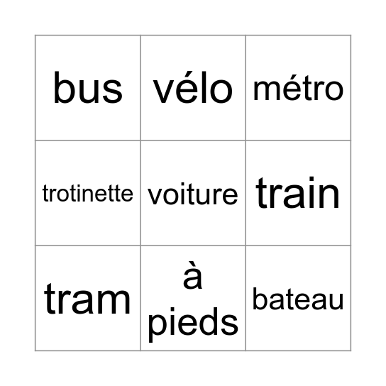 Bingo des moyens de communication Bingo Card