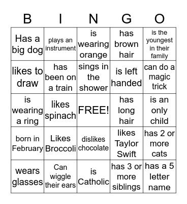 First Communion Get to Know You Bingo Card