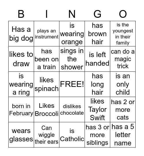 First Communion Get to Know You Bingo Card