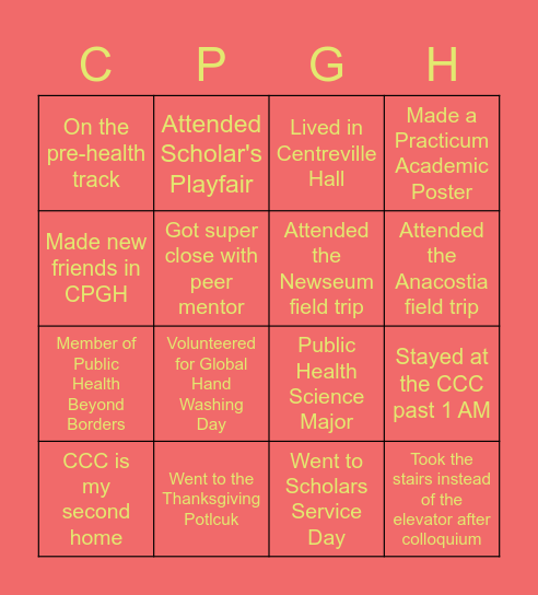 CPGH BINGO Card