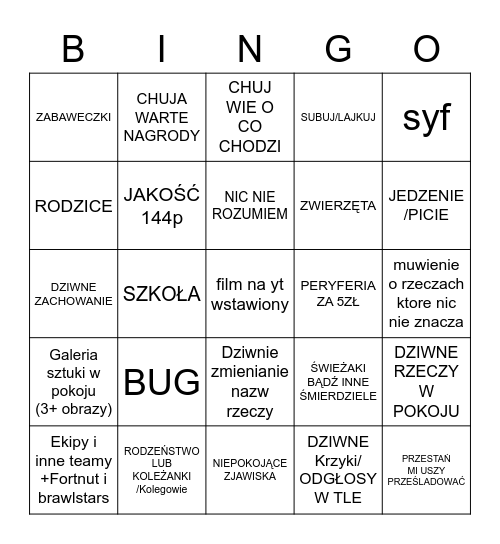 MUJ POKUJ BINGO Card