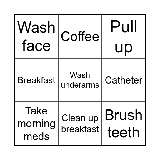 Morning Routine Bingo Card