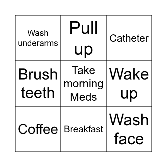 Morning Routine Bingo Card