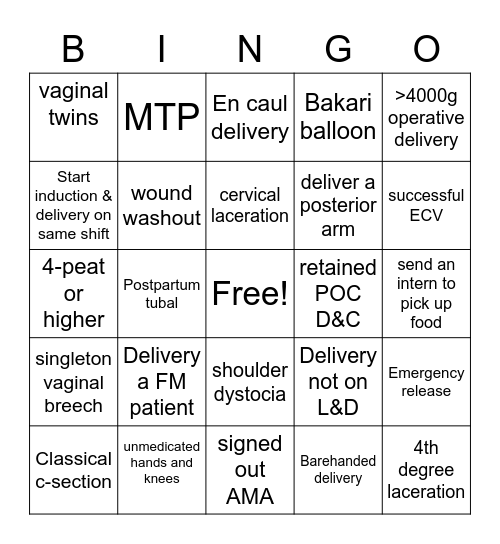 L&D Bingo Card