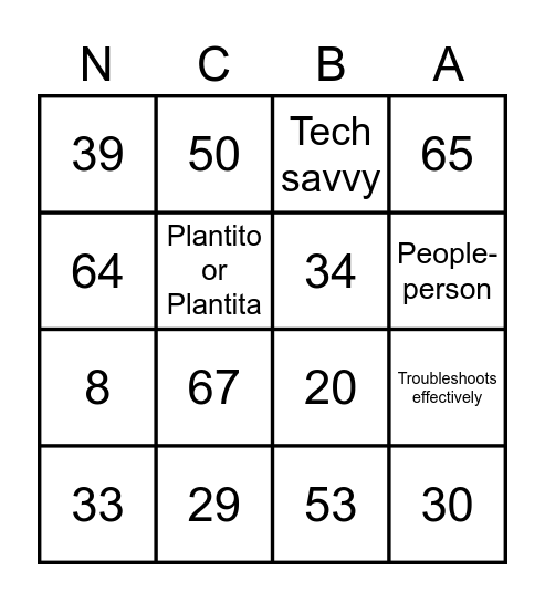I Lead Bingo Card