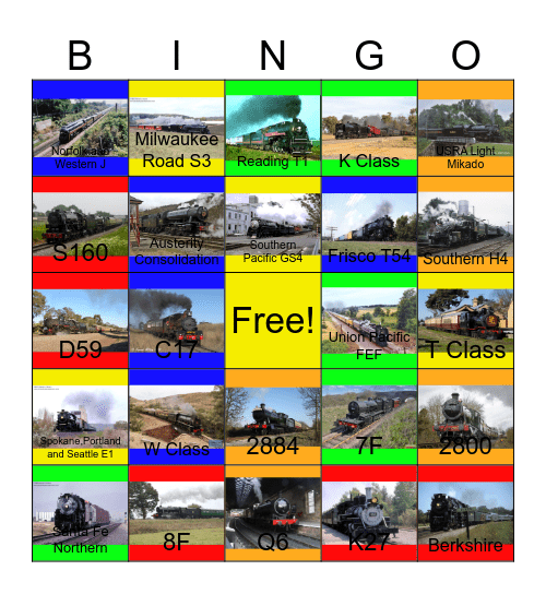 8 Coupled Locomotives Past,Present and Preservation Bingo Card